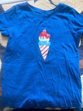 Hanna Andersson Bright Blue Cat Ice Cream Graphic Tee